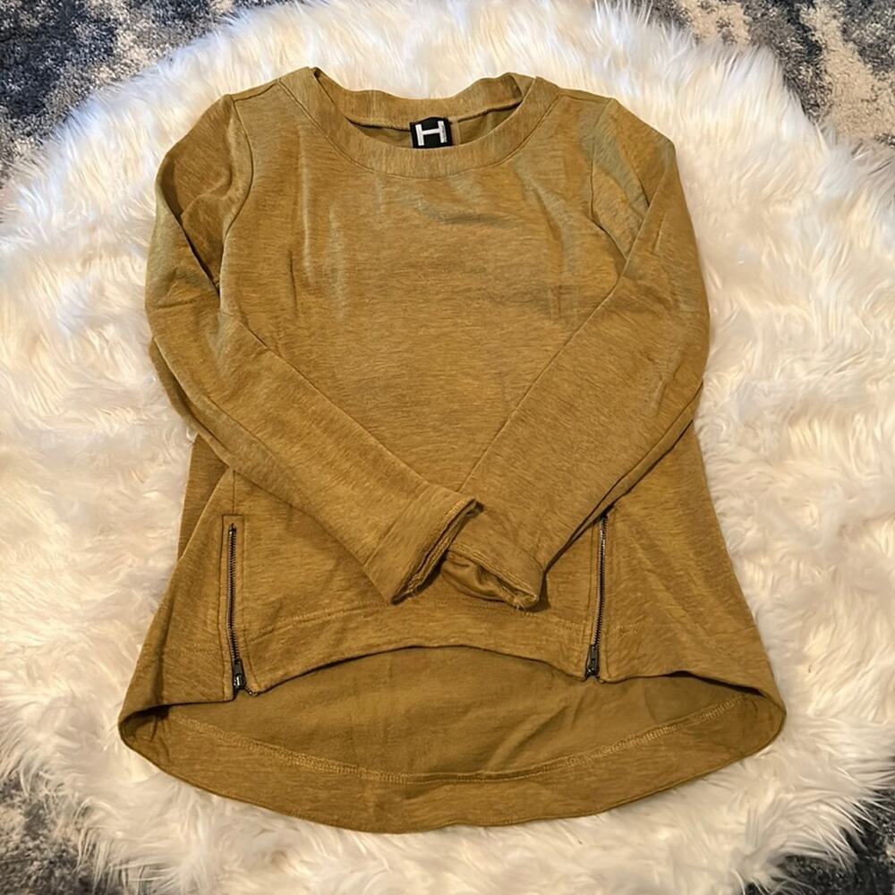 H by Bordeaux Chartreuse Sweater/Tunic w/Zipper Detail